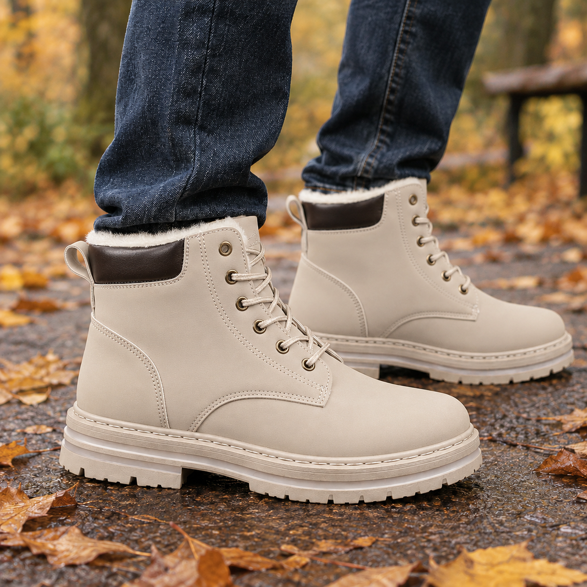 Benedetti Lace Up Boots - Cream