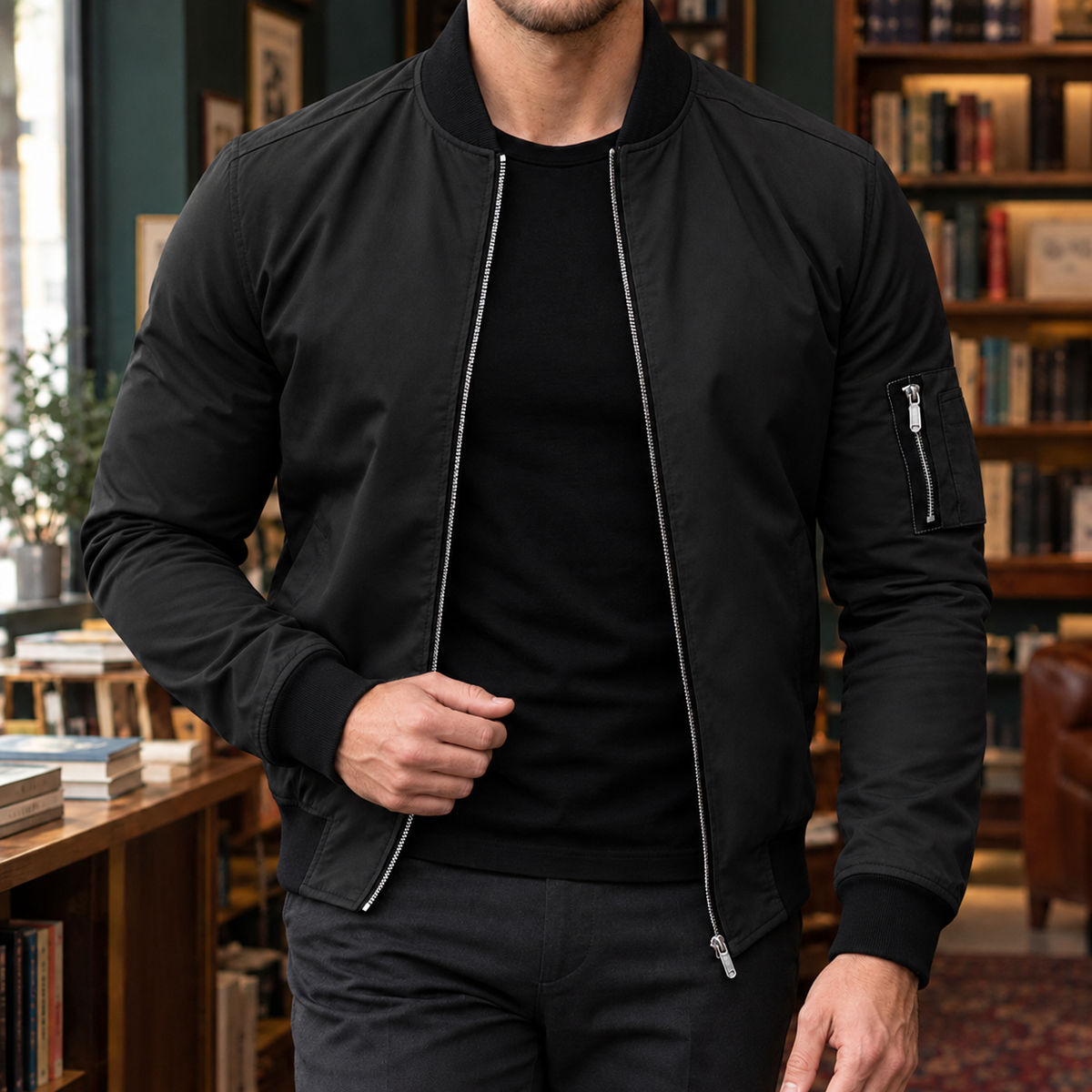 Blake Slim-Fit Bomber Jacket - Black