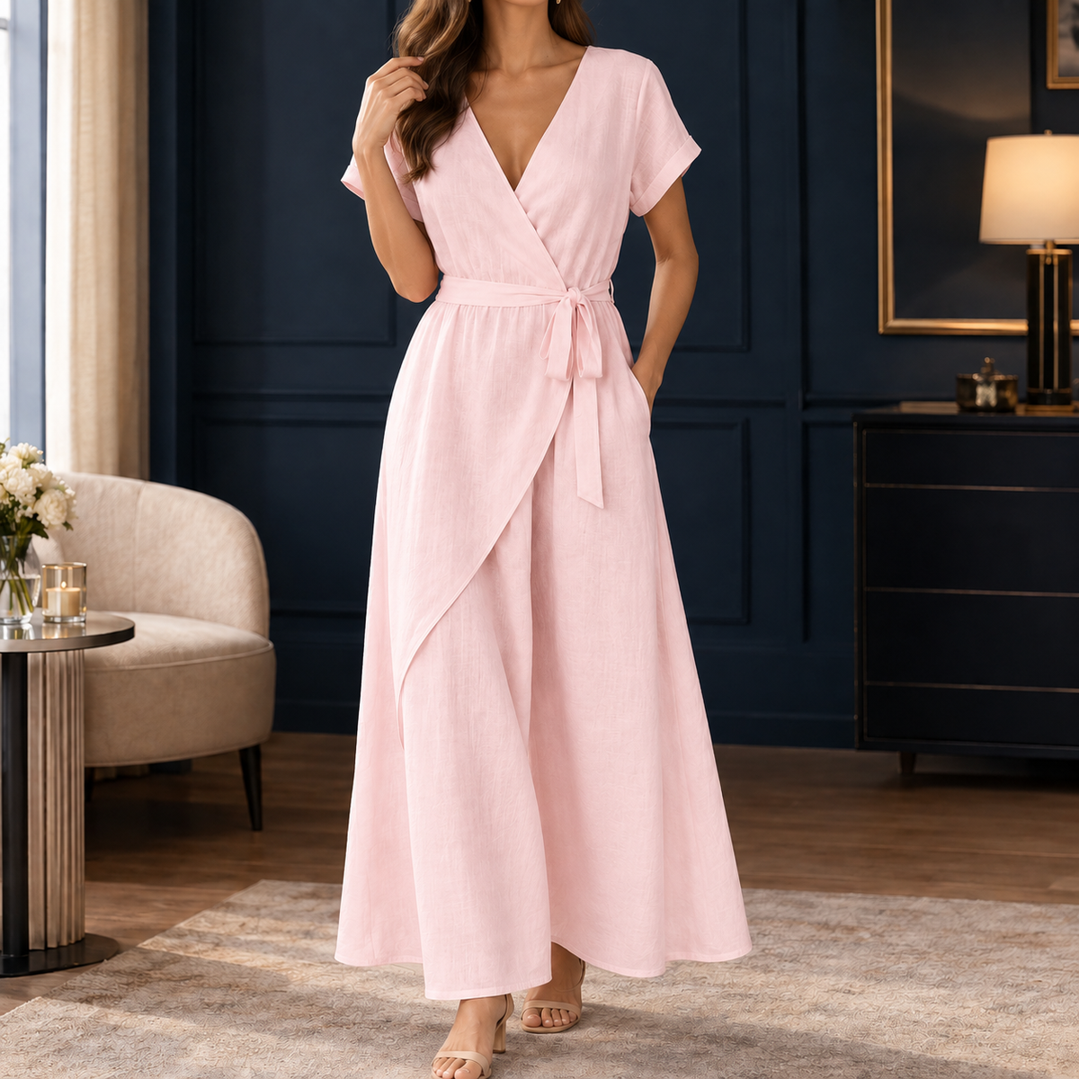 Vivienne Wrap Jumpsuit - Pink
