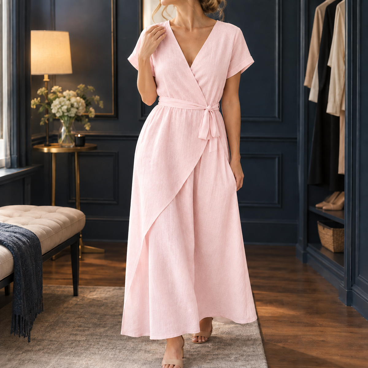 Vivienne Wrap Jumpsuit - Pink