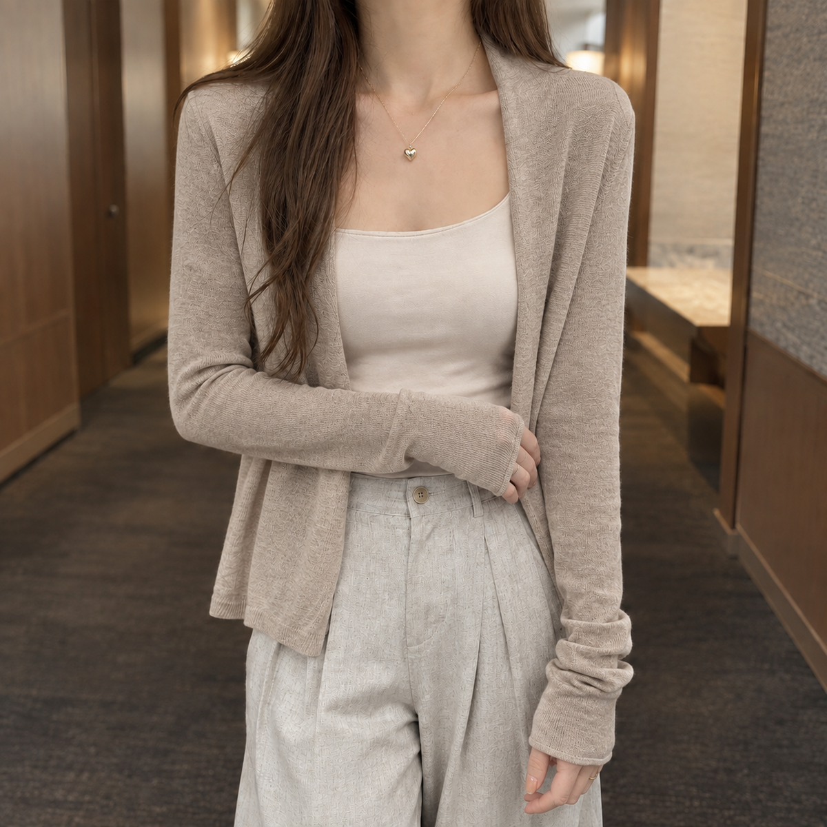 Constance Draped Cardigan - Khaki