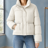 Delphine Cropped Puffer Jacket - White