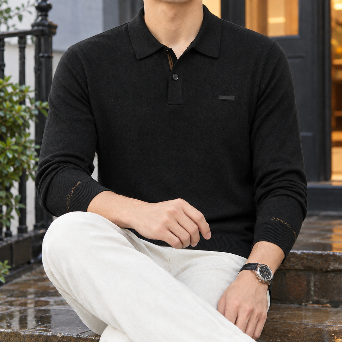Carter Polo Sweater - Black
