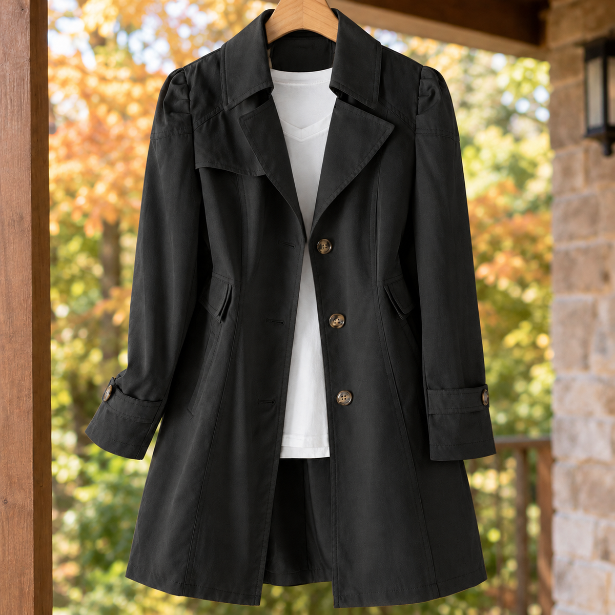 Amabel Lapel Coat - Black