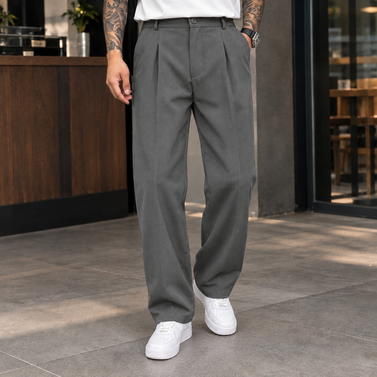 Hudson Wide Leg Pants - Gray