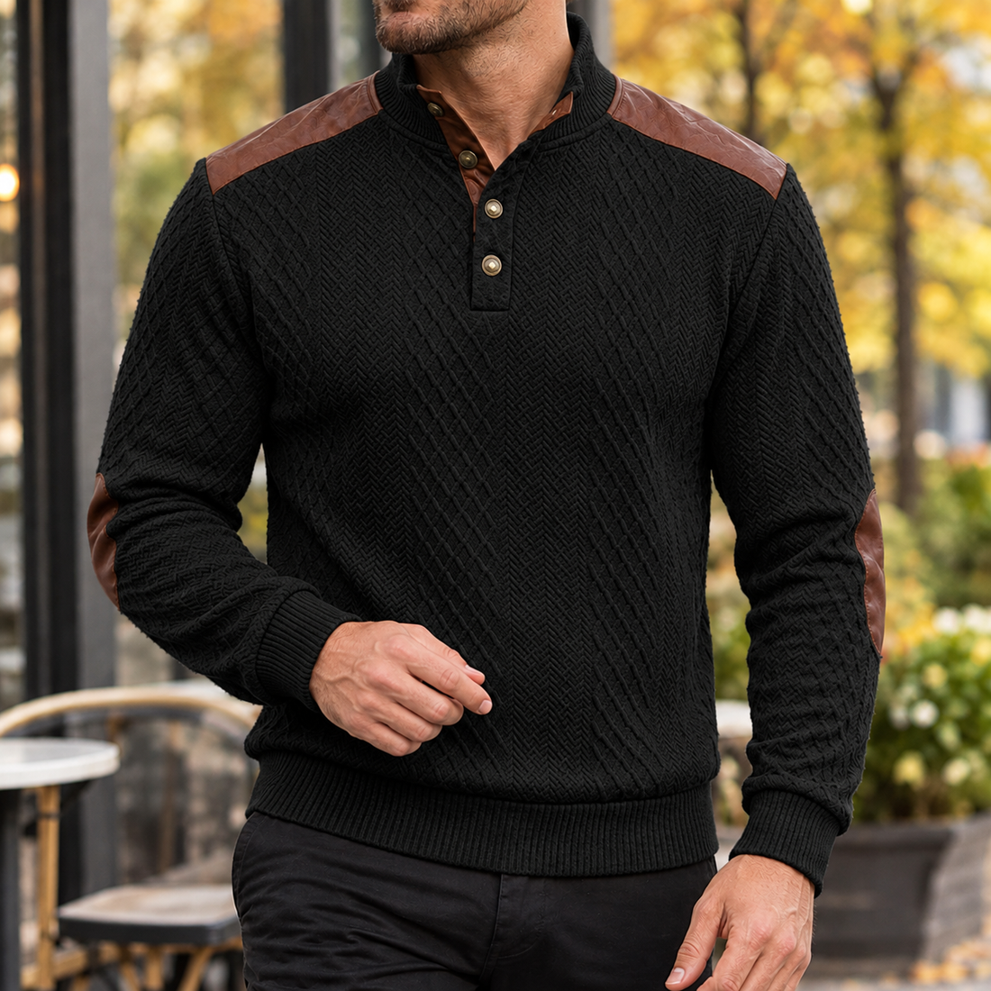 Renard Textured Sweater - Black