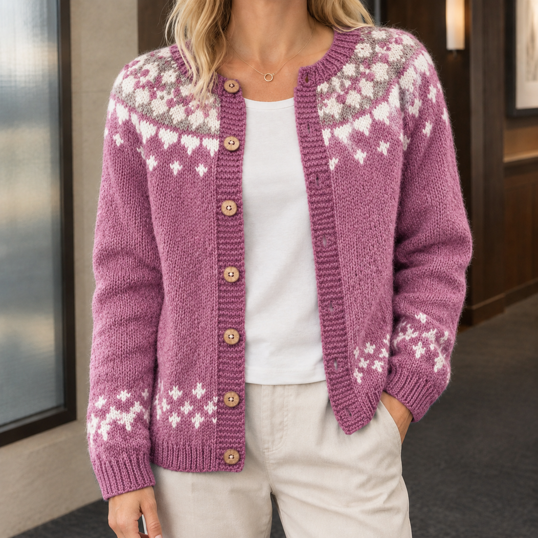 Lavinia Patterned Cardigan - Mauve