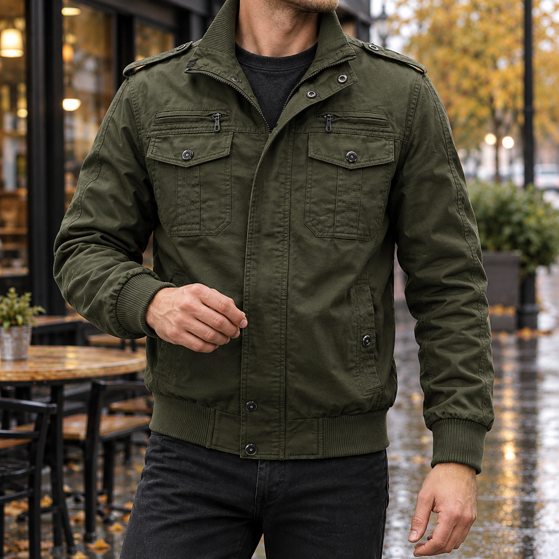 Nolan Utility Jacket - Military Green