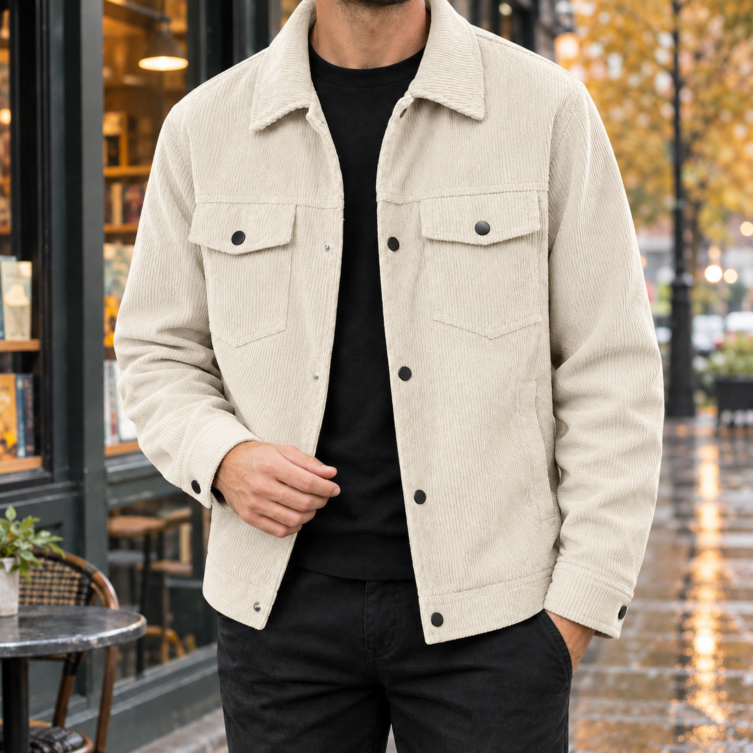 August Corduroy Overshirt - Off White
