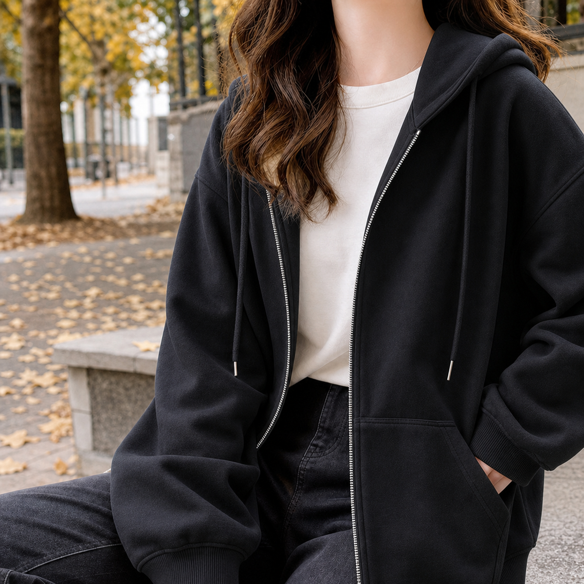 Ines Relaxed Hoodie - Black