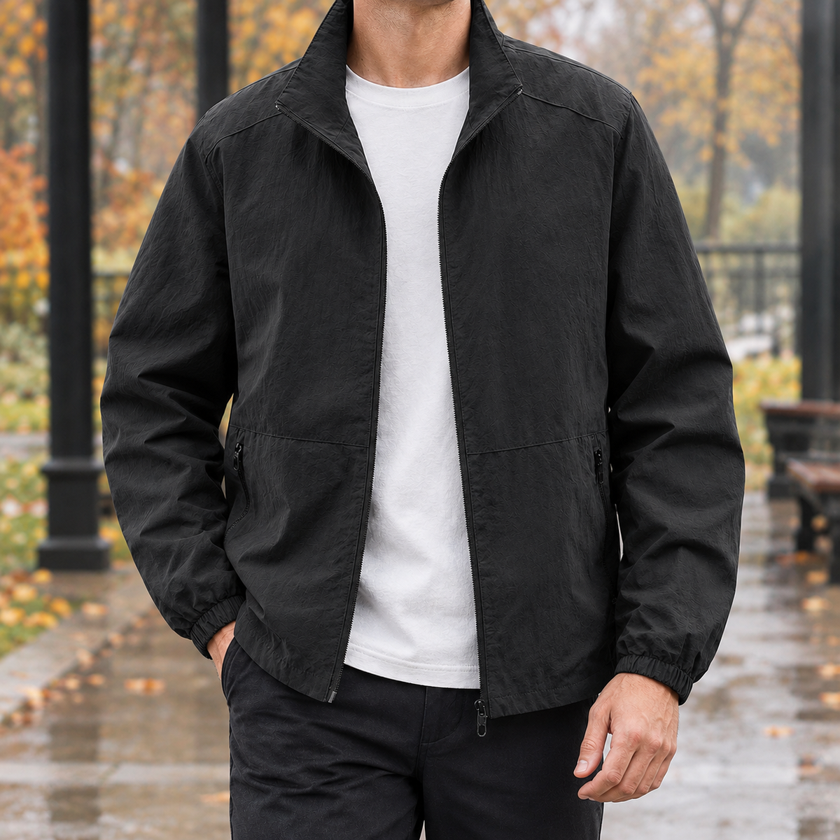 Elliot Stand Collar Jacket - Black