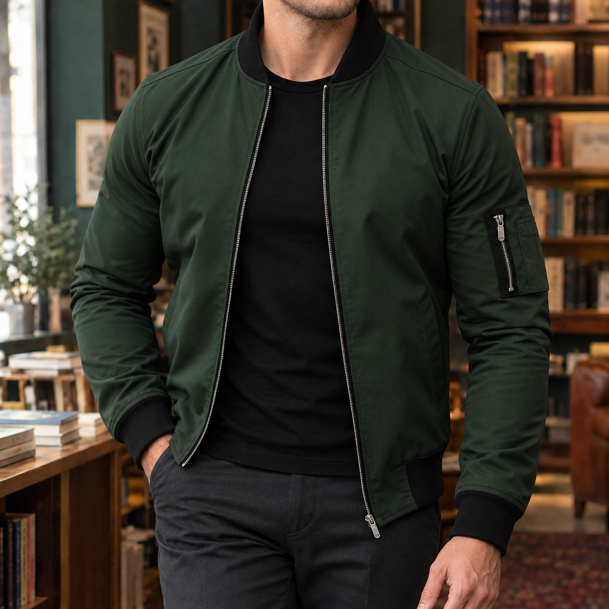 Blake Slim-Fit Bomber Jacket - Green