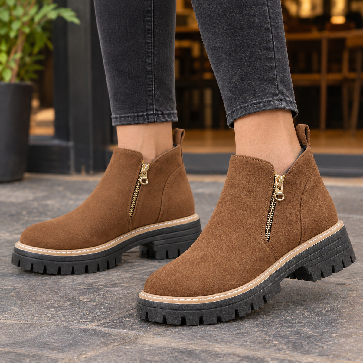 Bellora Side Zip Boots - Brown
