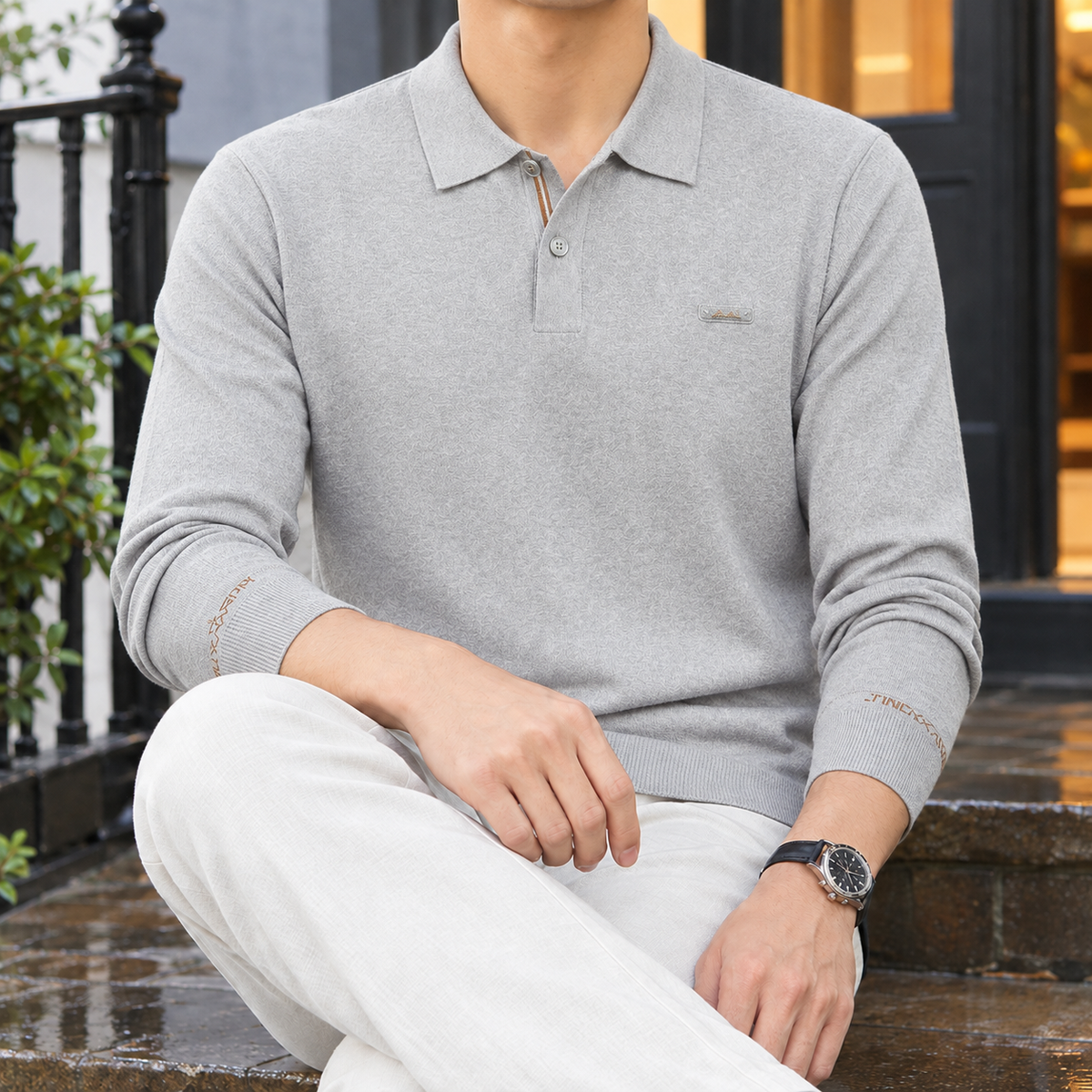 Carter Polo Sweater - Light Gray