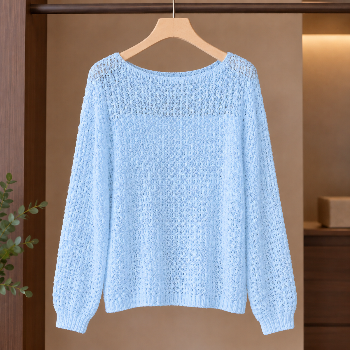 Hildegarde Boat Neck Sweater - Light Blue