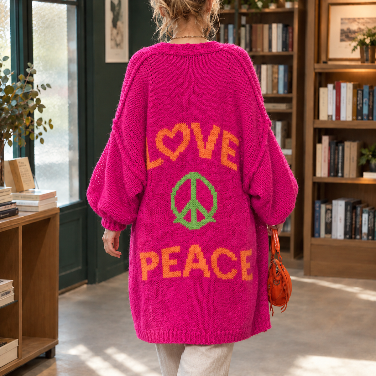 Valentina Peace Cardigan - Rose Red