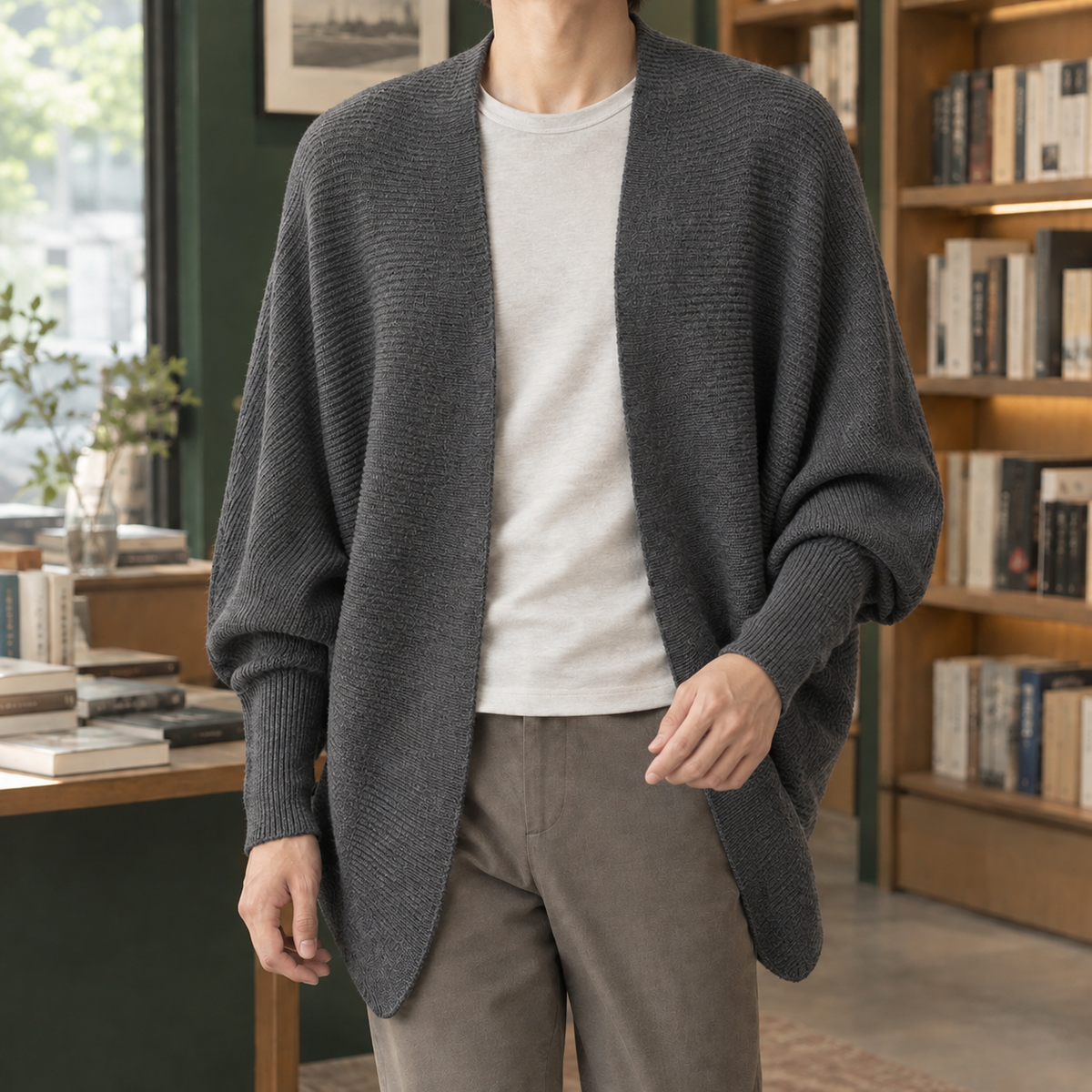 Emilio Relaxed Cardigan - Gray