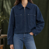 Kasimir Corduroy Collar Jacket - Navy Blue