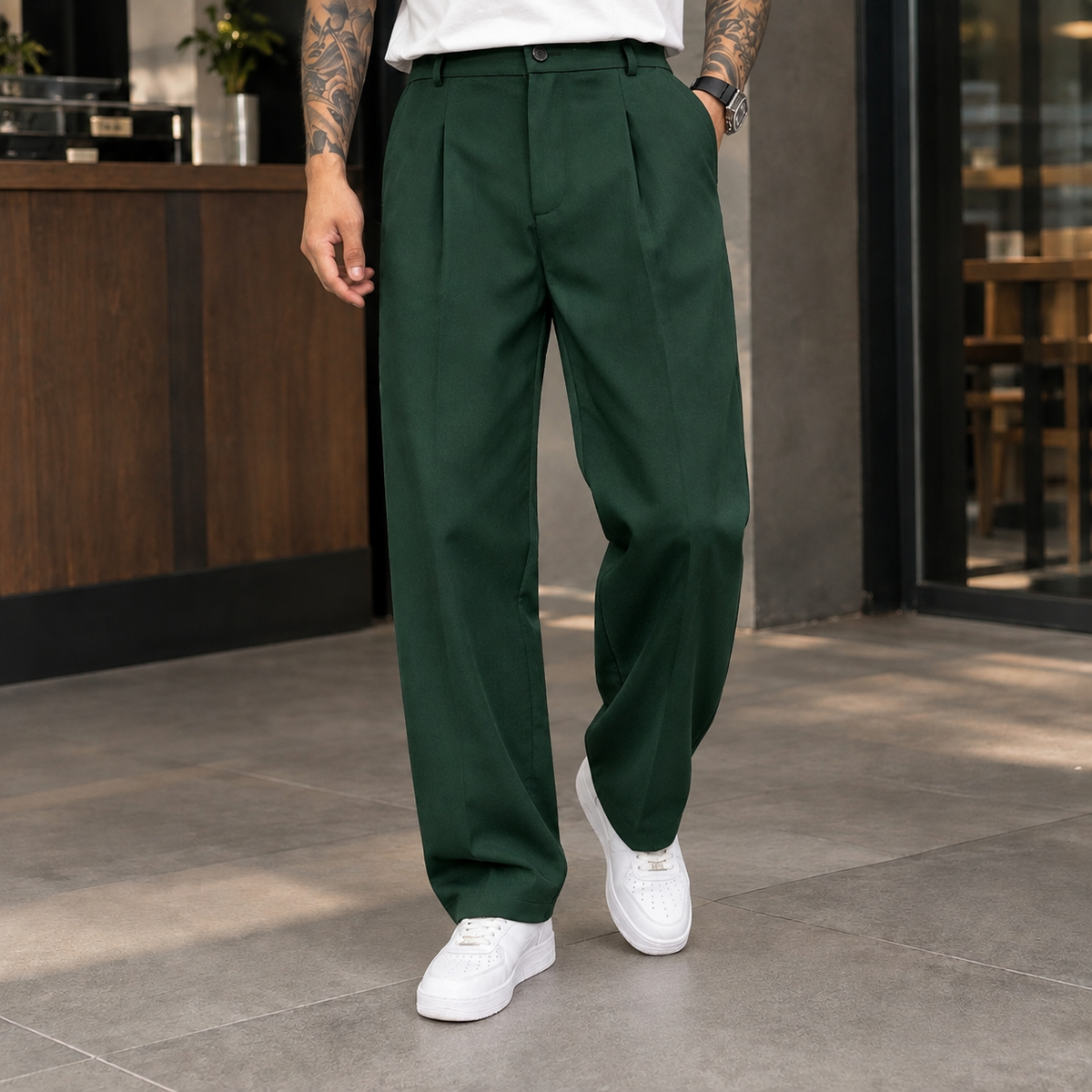 Hudson Wide Leg Pants - Dark Green