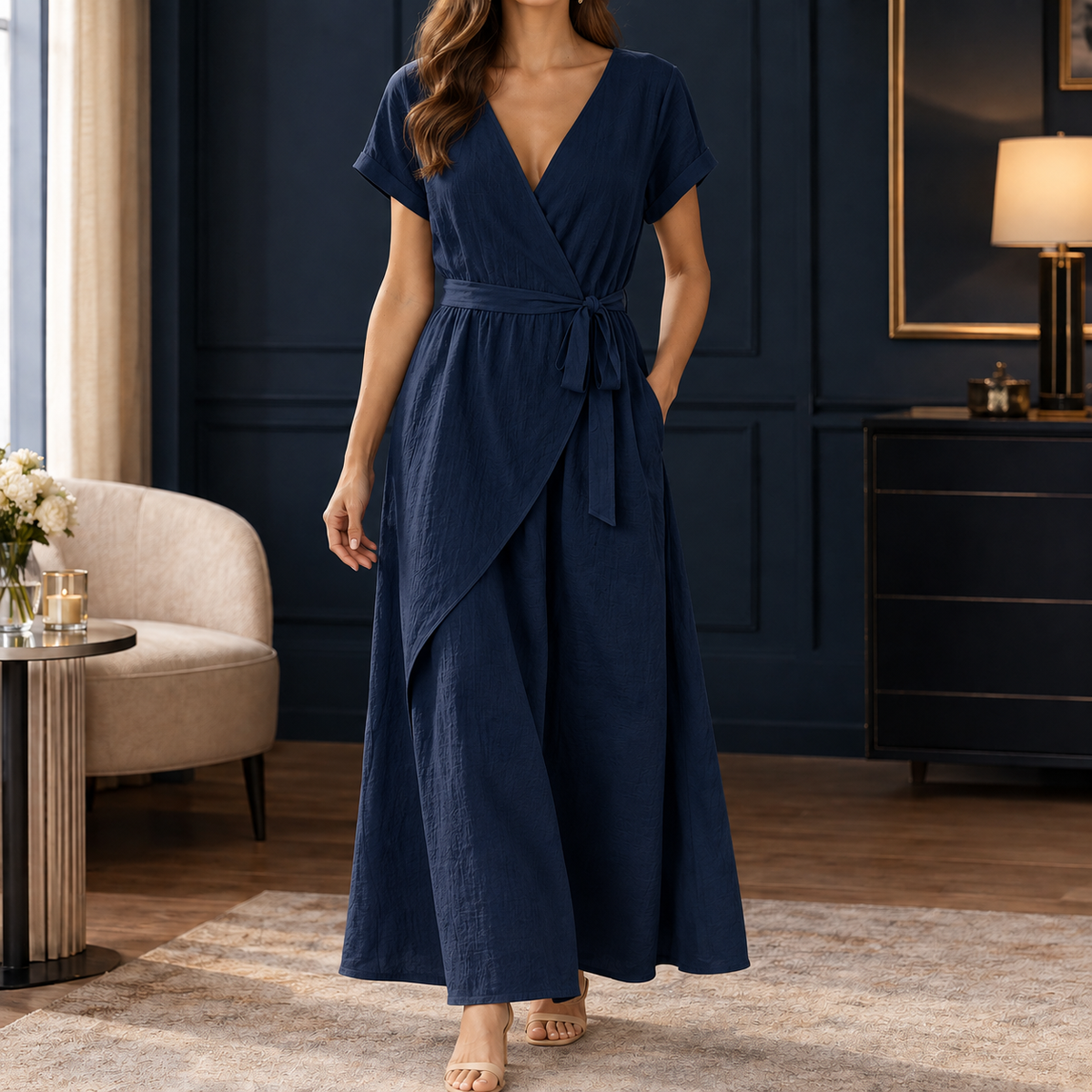 Vivienne Wrap Jumpsuit - Navy Blue