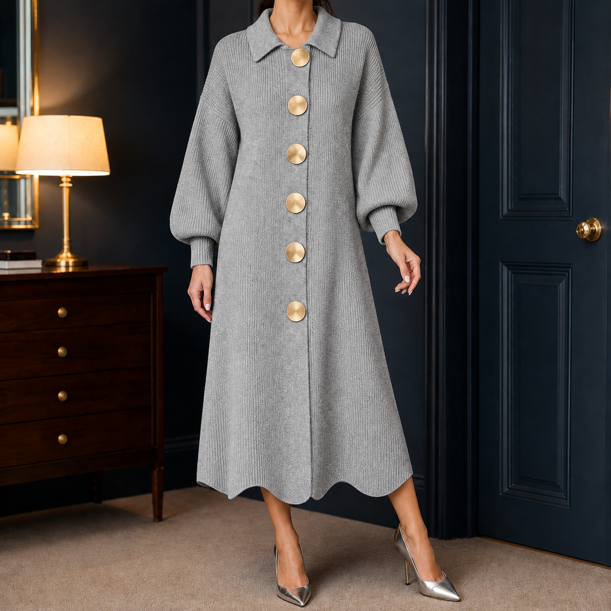 Armelle Polo Collar Dress - Gray