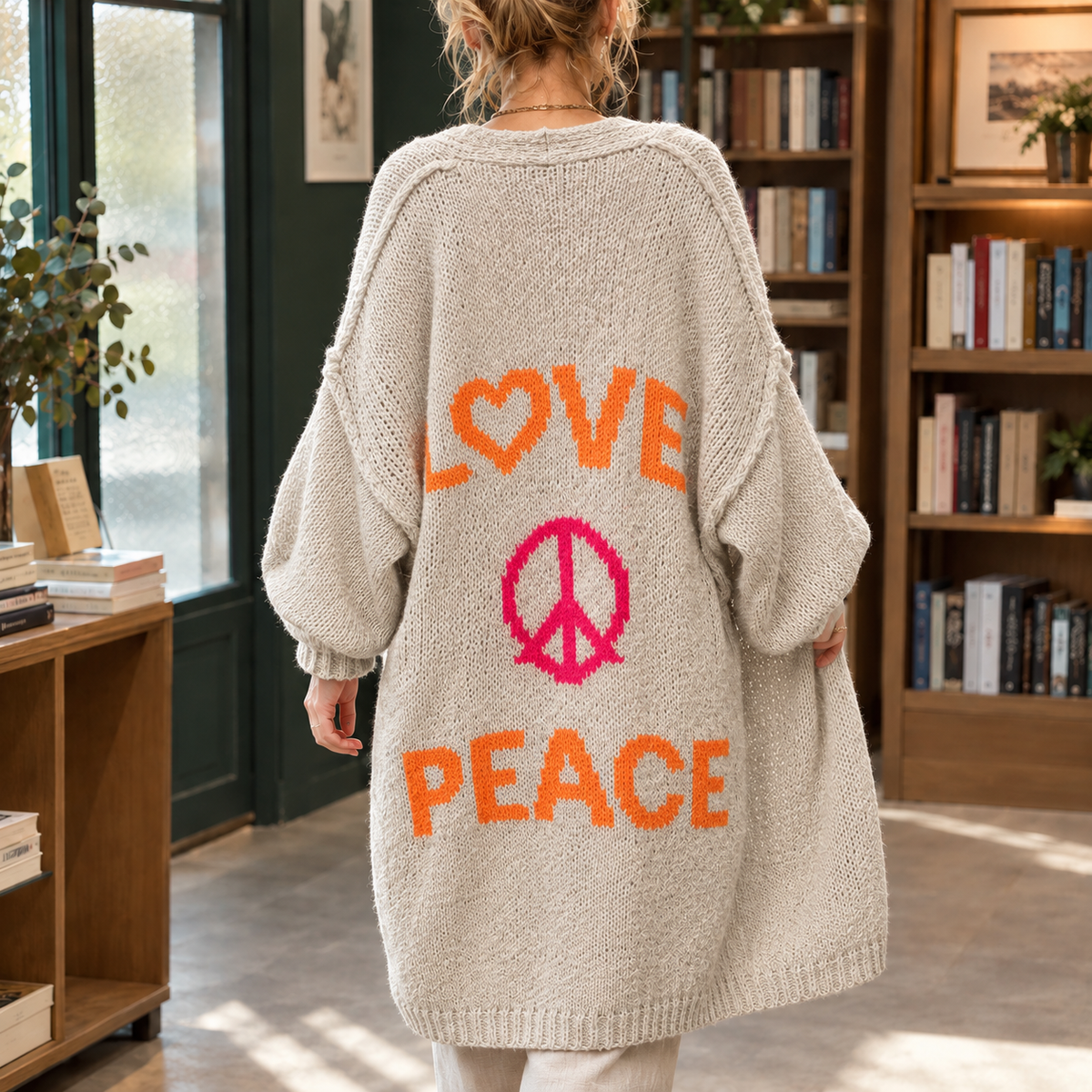 Valentina Peace Cardigan - Beige