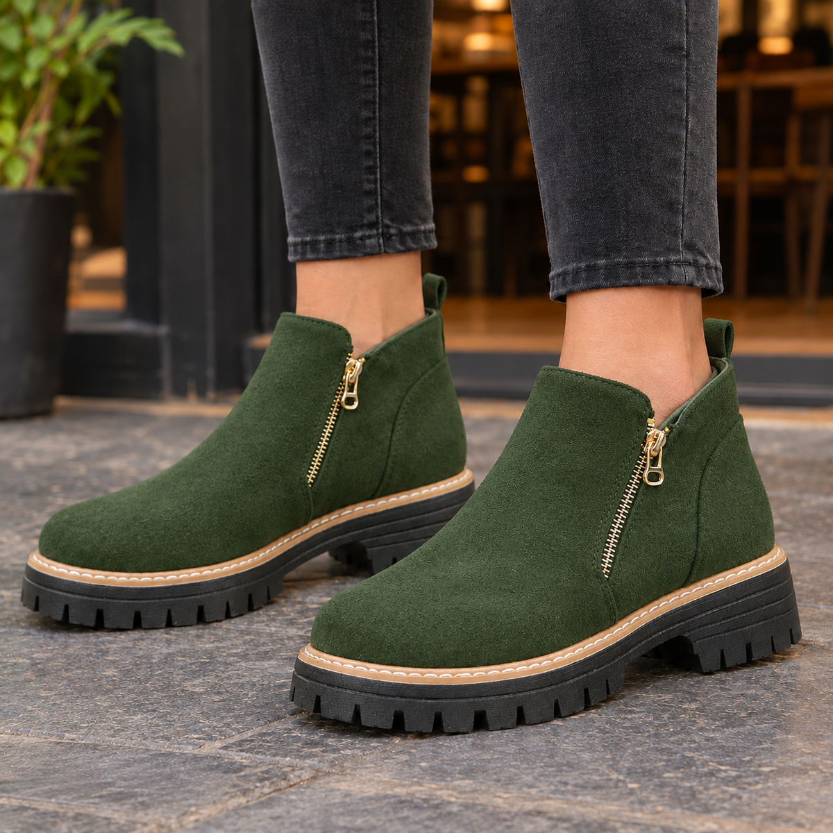 Bellora Side Zip Boots - Green