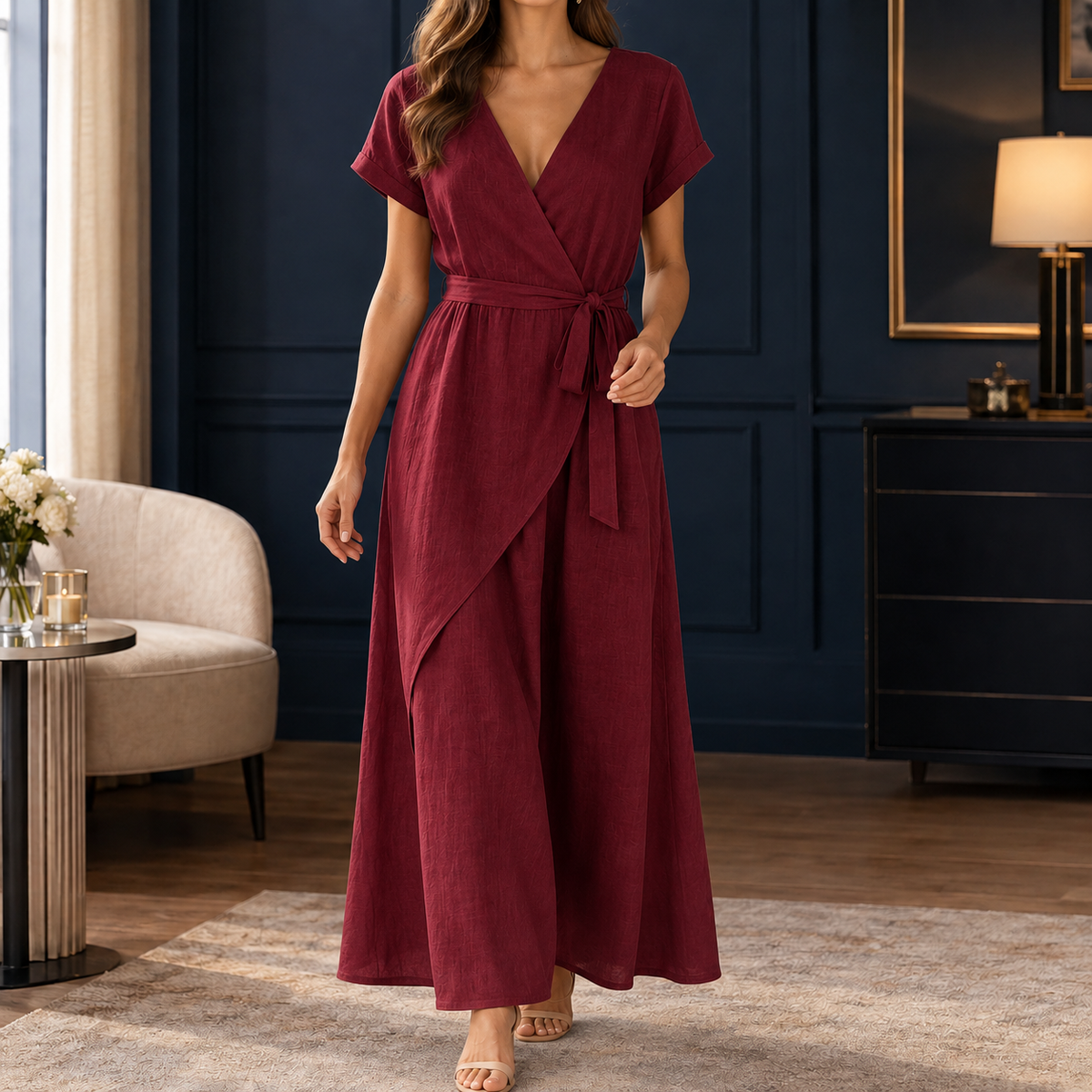 Vivienne Wrap Jumpsuit - Red