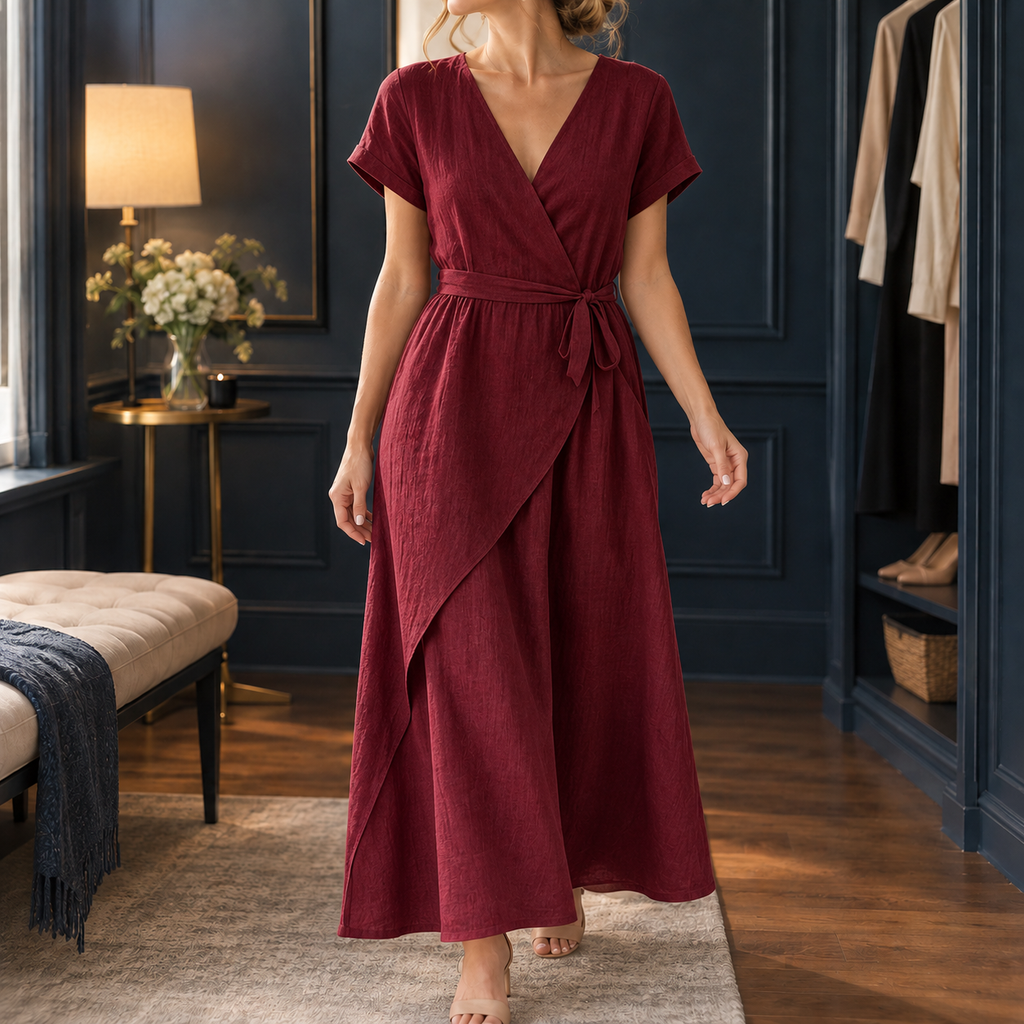 Vivienne Wrap Jumpsuit - Red