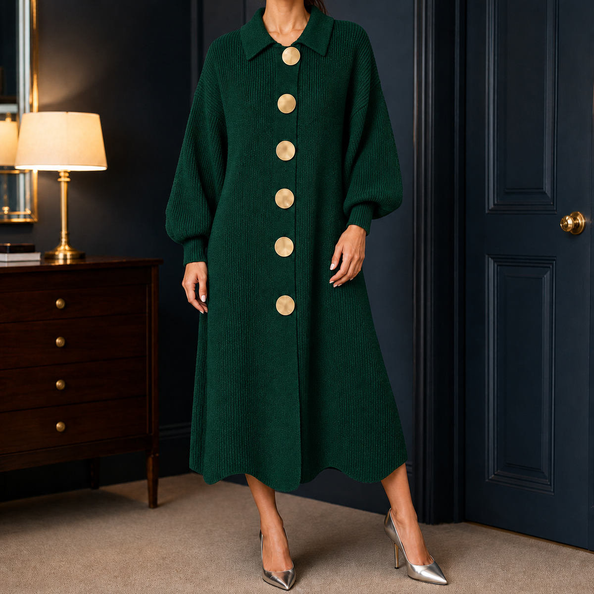 Armelle Polo Collar Dress - Green