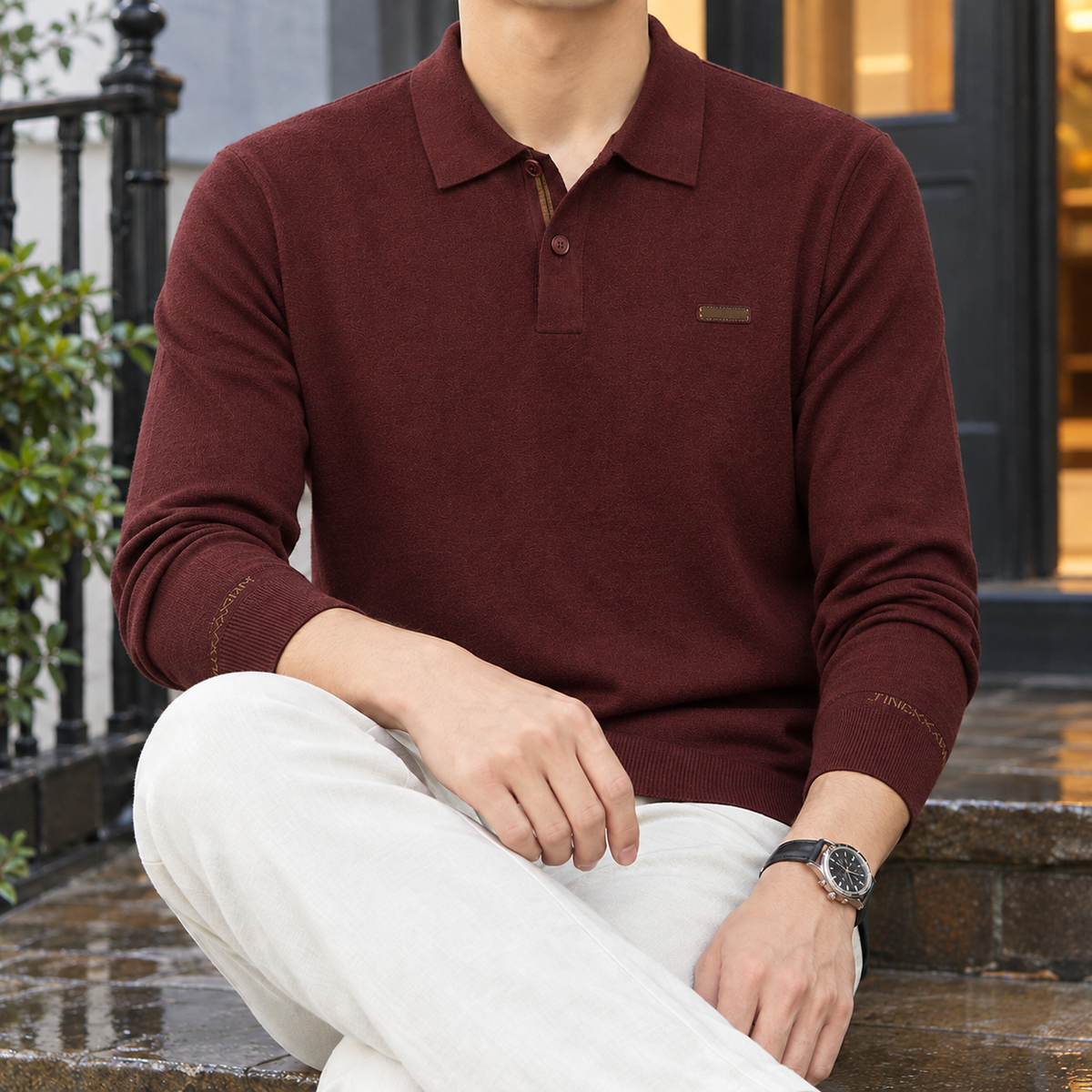 Carter Polo Sweater - Burgundy