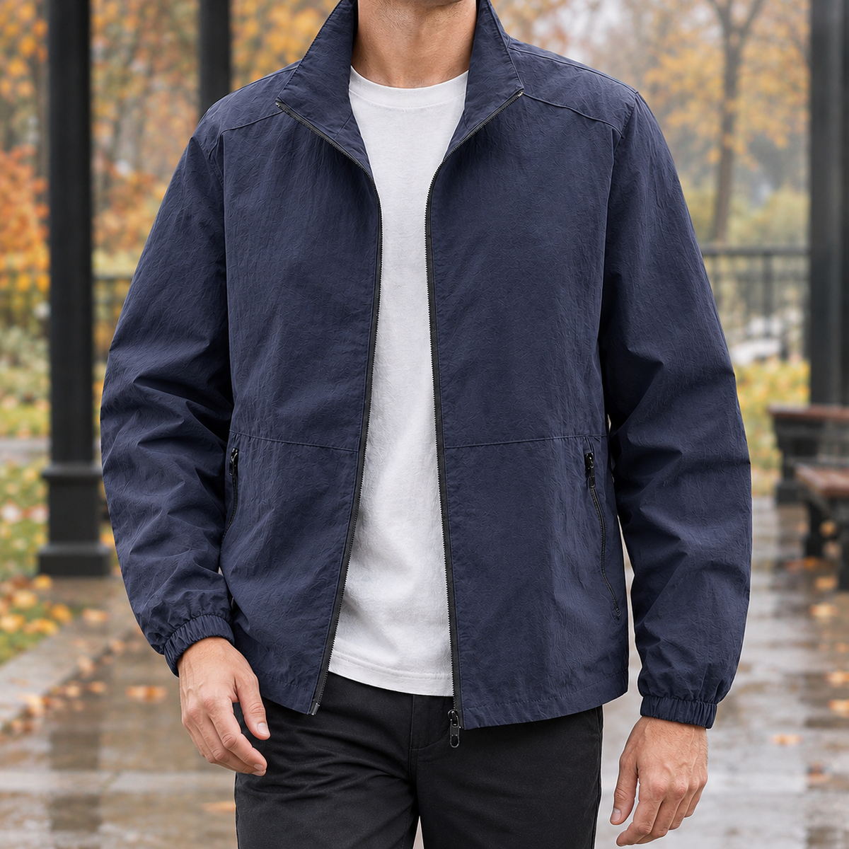 Elliot Stand Collar Jacket - Dark Blue