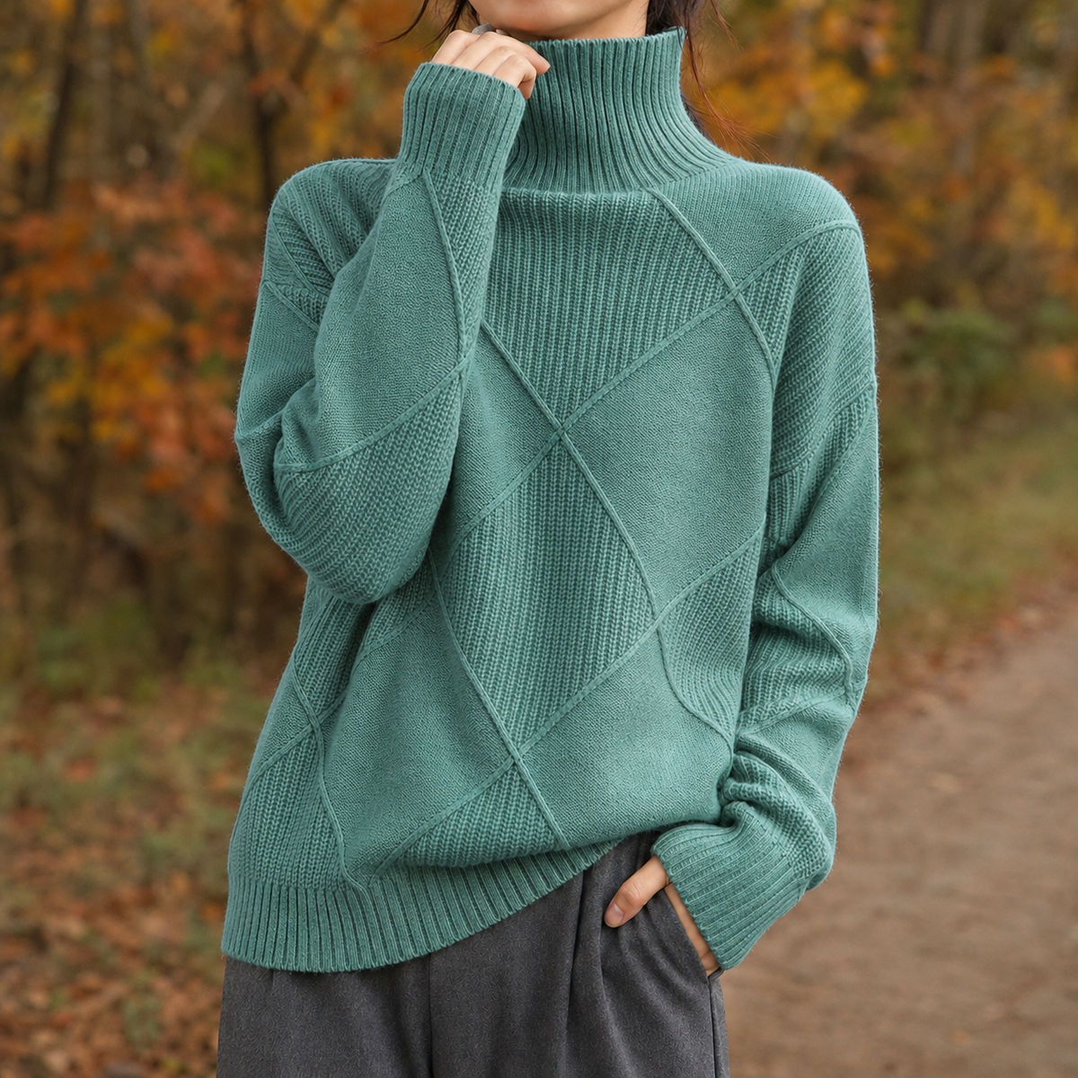 Naomi Turtleneck Sweater - Green