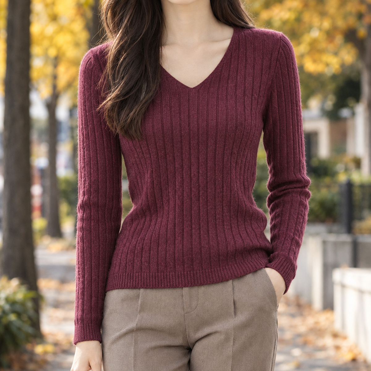 Faith Ribbed Sweater - Red